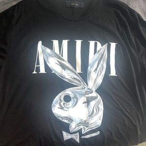 Black Amiri Metallic Playboy Logo T shirt